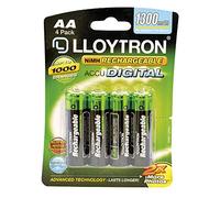 LLOYTRON NiMH B012 AccuDigital Lot de 4 Piles Rechargeables AA 1300 mAh