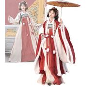 LLOZoo Costume Hanfu Tang pour femme (70-120 kg), robe d'hiver brodée (épaisse), broderie riche et motifs chinois,2XL