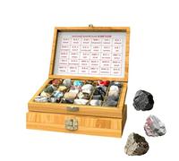 LLOZoo Kit d'échantillons de roches et de minéraux, coffret de géologie pédagogique (24/30/42/49/56/100 pièces), roches ignées/roches sédimentaires/roches métamorphiques, avec notice.,30pcs