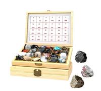 LLOZoo Kit d'échantillons de roches et de minéraux, coffret de géologie pédagogique (24/30/42/49/56/100 pièces), roches ignées/roches sédimentaires/roches métamorphiques, avec notice.,24pcs
