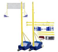 LLOZoo Poteaux Robustes pour Filet de Badminton/Volley-Ball, avec Filet, roulettes Mobiles, Hauteur réglable de 1,55 à 2,1 m, Base lestée de 70 à 80 kg, pour Cour, Place publique,A