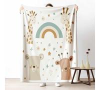 LLponhg Couverture Hiver Dessin Animé Girafe Épaisse et Chaude, Plaid Polaire Mignon Ours Lit et Canapé, Dessus de Lit Animaux Arc en Ciel Flanelle Douce pour Le Salon 200x220 cm