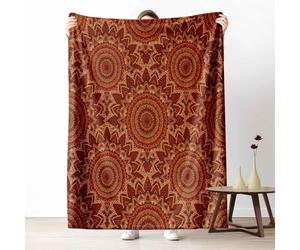 LLponhg Couverture Mandala Motif 3D Polaire Imprimée, Plaid Indien Cercle Décoratif pour Canapé de Salon, Jeté de Lit Doux Ethnique Ornement Idée Cadeau pour Garçons et Filles 130x150 cm