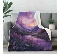 LLponhg Couverture Paysage Naturel Montagne 3D Polaire Imprimée, Plaid Peinture Rivière Décoratif pour Canapé de Salon, Jeté de Lit Doux Forêt Vallée Idée Cadeau pour Garçons et Filles 130x150 cm