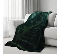 LLponhg Couverture Plaid Polaire Oriental Statue 3D Impression en Flanelle Douce Jungle Feuilles Grande Couverture Chaude Ancien Pierre pour Canapé, Lit 1 ou 2 Personnes 230x270 cm