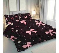 LLponhg Housse de Couette 200x200 Noeud Papillon Floral De Bande Dessinée Parure de Lit avec 2 Taies d'oreiller 65x65 Bleu Foncé Housse de Couette Douce et Respirante Chambres Décor