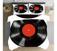 LLponhg Housse de Couette 90x190 Disque Vinyle Rétro Parure de Lit avec 1 Taies d'oreiller 65x65cm Onyx Housse de Couette Douce et Respirante Chambres de Filles et Garçons Décor