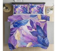 LLponhg Housse de Couette 90x190 Feuilles Minimalistes Parure de Lit avec 1 Taies d'oreiller 65x65cm Violet Housse de Couette Douce et Respirante Chambres de Filles et Garçons Décor