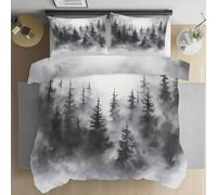 LLponhg Housse de Couette 90x190 Paysage De Forêt Parure de Lit avec 1 Taies d'oreiller 65x65cm Gris Housse de Couette Douce et Respirante Chambres de Filles et Garçons Décor