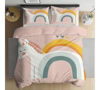 LLponhg Housse de Couette Licorne Arc-en-Ciel 200x200 avec 2 Taies d'oreiller 65x65, Parure de Lit Motif Imprimé Animaux Dessin Animé Douce et Respirante, Aux Chambres de Filles et Garçons Décor