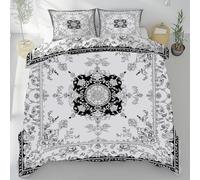 LLponhg Motif Floral Baroque Housse de Couette Style Rétro 200x200 avec 2 Taies d'oreiller 65x65, Parure de Lit Motif Médiéval Douce et Respirante, Aux Chambres de Filles et Garçons Décor