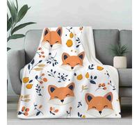 LLponhg Plaid Chaud Animal De La Forêt Renard Canapé, Couverture Hiver Mignon Baies Polaire et Douce, Couvre-lit Automne Feuille Lit 1 Personne, Convient pour Adulte et Enfant 150x200 cm
