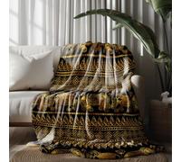 LLponhg Plaid Chaud Éléphant Style Asie du Sud-Est Plaid Polaire Doux en Flanelle Couverture Chaude et Légère pour Lit Jaune-Noir Canapé ou Voyage 150x200 cm