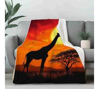 LLponhg Plaid Couverture Polaire Afrique Girafe Flanelle 3D, Jeté de Canapé Silhouette Arbre Doux et Moelleux, Couverture de Lit Naturel Coucher de Soleil Adulte, Enfant 180x230 cm
