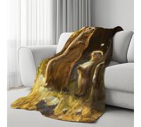 LLponhg Plaid Polaire pour Lit 2 Personnes Mignon Animal Couverture en Flanelle Douce et Chaude Peinture Marmotte Couverture Naturel Fleur Couvertures pour Canapé et Salon 180x230 cm
