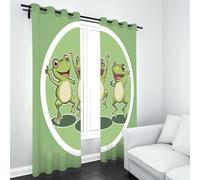 LLponhg Rideau Occultant à Oeillets Dessin Animé Grenouille Lot de 2 Rideaux Thermique et Isolant Phonique Mignon Animal Idéal pour la Décoration de Salon, Chambre à Coucher, 110 x 215cm