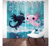 LLponhg Rideaux de Salon 3D Motif Mignon Axolotl Rideau Occultant Thermique et Opaque Réduction du Bruit Amour Animal Lot de 2 Panneaux à Oeillets pour Fenêtre Maison, 140 x 245cm