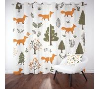 LLponhg Rideaux de Salon 3D Motif Motif de Forêt Animal Rideau Occultant Thermique et Opaque Réduction du Bruit Arbres Botaniques Lot de 2 Panneaux à Oeillets pour Fenêtre Maison, 140 x 245cm
