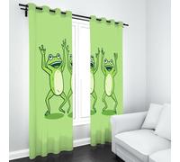 LLponhg Rideaux Occultants Drôle Grenouille Lot de 2 Panneaux Isolant Thermique et Phonique à Oeillets Enfants Animal Rideau Décoratif pour Chambre Enfant, Salon, Porte, 70 x 160cm