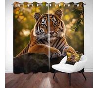 LLponhg Rideaux Occultants Enfant Animaux Sauvages Tigre Rideau Thermique Isolant Automne Feuille Tenture Murale pour Chambre Garçon Fille, Salon Polyester à Oeillets 2 Panneaux, 117 x 138cm