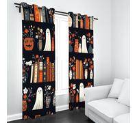 LLponhg Rideaux Occultants Halloween Fantôme Lot de 2 Panneaux Isolant Thermique et Phonique à Oeillets Horreur Bibliothèque Rideau Décoratif pour Chambre Enfant, Salon, Porte, 70 x 160cm