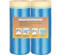 LLPT Bâche de Protection Peinture | 2 Rouleaux 110 cm x 25 m | Film de Masquage Autocollant Peintre | Ruban de Masquage Scotch | Protection Murs & Voitures contre Poussière et Éclaboussures (CMF110)