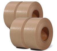 LLPT Lot de 4 rubans adhésifs en papier kraft - 4,8 cm x 60 m - En fibre de verre renforcée - Activé par l'eau - Marron - Très résistant pour envoi postal, boîtes d'étanchéité (PGB4860R04)