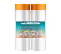 LLPT Ruban Adhésif et Drapé Film Masquage Pré-Enregistré 150 cm(déplié) x 20 m Chacun Lot de 2 Chiffons Pour Peinture de Meubles Muraux Automatiques Protection Contre la Contamination (MFT1502)