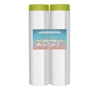 LLPT Ruban Adhésif et Drapé Film Masquage Pré-Enregistré 2 Rouleaux 400cm(déplié) x 20 m pour Peinture de Meubles Muraux Automatiques Protection Contre la Contamination, Vert Papier Washi(MFTG4020)