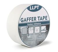 LLPT Ruban Gaffer Qualité Professionnelle Blanc 50 mm x 15 m Mat Non Réfléchissant Déchirure Facile Sans Résidu Ruban Adhésif Résistant pour Câbles Photographie (PGT51WT)