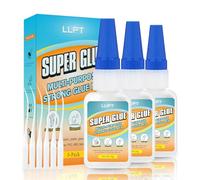 LLPT Super colle | Net 20g | Super glue transparente tout usage avec bouchon anti-obstruction | Adhésif instantané puissant | pour plastique métal céramique verre (LSG020-3) | 3 Packs