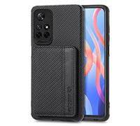LLSCFLAH Étui Portefeuille pour Redmi Note 11 Cover Housse de Protection Shockproof,Porte-Cartes avec Magnétique,Coque Portefeuille en Carbon Fiber Texture pour Redmi Note 11,Le Noir
