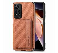 LLSCFLAH Étui Portefeuille pour Redmi Note 11 Pro 5G Antichoc Case Housse de Protection,Porte-Cartes avec Magnétique,Coque Portefeuille en Carbon Fiber Texture pour Redmi Note 11 Pro 5G,Brun