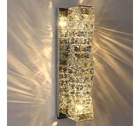 LLSZAHD Applique Murale en Cristal 18W Dimmable Tricolore Lampe Murale,Lampe Miroir Salle de Bain avec Abat-Jour en Cristal K9,Moderne Vanity Lighting Lumière pour Chambre Salon Couloir(Color:L-Or)