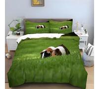 LLSZAHD Cochon d'Inde Housse de Couette 240x260cm, Herbe Verte Parure de Lit, Housses de Couettes Microfibre avec Fermeture éclair et 2 taies d'oreiller 65×65cm