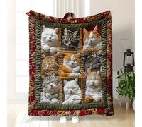 LLSZAHD Couverture Chat en Patchwork - Bohème Flanelle Couvertures Douce Moelleuse Literie de Canapé-lit de Chambre Convient Camping de Voyage Couverture Maison Moderne 150x200cm