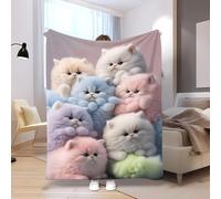 LLSZAHD Couverture Chaton Coloré - Animaux Mignons Flanelle Couvertures Douce Moelleuse Literie de Canapé-lit de Chambre Convient Camping de Voyage Couverture Maison Moderne 180x200cm