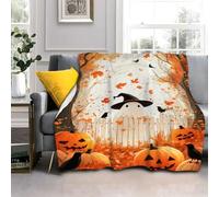 LLSZAHD Couverture Corbeau d'halloween, Fantôme, Citrouille Flanelle Couvertures, Douce Moelleuse Literie de Chambre Convient Camping de Voyage Couverture Maison Moderne 70x100cm