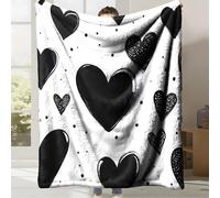LLSZAHD Couverture Cœurs Noirs - Style Minimaliste Flanelle Couvertures Douce Moelleuse Literie de Canapé-lit de Chambre Convient Camping de Voyage Couverture Maison Moderne 70x100cm