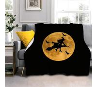 LLSZAHD Couverture Halloween, Sorcière Noire Flanelle Couvertures, Douce Moelleuse Literie de Chambre Convient Camping de Voyage Couverture Maison Moderne 70x100cm