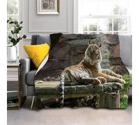 LLSZAHD Couverture Impression 3D Tigre Flanelle Couvertures Douce Moelleuse Literie de Canapé-lit de Chambre Convient Camping de Voyage Couverture Maison Moderne 130x150cm
