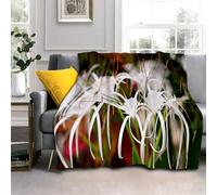 LLSZAHD Couverture Orchidée Araignée - Fleur Blanche Flanelle Couvertures Douce Moelleuse Literie de Canapé-lit de Chambre Convient Camping de Voyage Couverture Maison Moderne 220x240cm