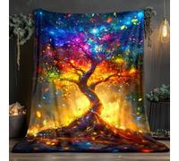 LLSZAHD Couverture Polaire Arbre de Vie Coloré - Style Rêveur Plaid Épais et Doux 180x200 cm pour Canapé, Lit, Bureau - Cosy pour Salon et Chambre
