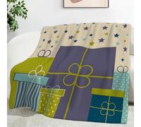 LLSZAHD Couverture Polaire Boîte Bleu-Vert - Étoiles Violettes Plaid Chaud et Doux 200x200 cm pour Lit Double, Canapé ou Chambre - Idéale pour Hiver et Salon