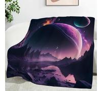 LLSZAHD Couverture Polaire Ciel Étoilé Violet - Montagnes Noires Plaid Chaud et Doux 220x260 cm pour Lit King, Canapé Familial ou Chambre - Grand Plaid XXL Canapé