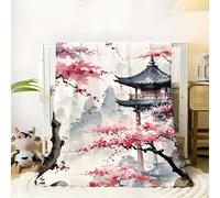 LLSZAHD Couverture Polaire Fleurs de Cerisier Roses - Style Chinois Plaid Chaud et Doux 220x260 cm pour Lit King, Canapé Familial ou Chambre - Grand Plaid XXL Canapé