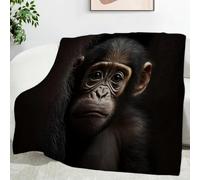 LLSZAHD Couverture Polaire Gorille Noir - Animaux Plaid Chaud 220x240 cm pour Grand Lit, Canapé d’Angle ou Chambre - Plaid Automne Canapé