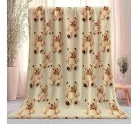 LLSZAHD Couverture Polaire Ours en Peluche Mignon - Brun Clair Plaid Chaud 220x240 cm pour Grand Lit, Canapé d’Angle ou Chambre - Plaid Automne Canapé
