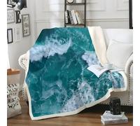 LLSZAHD Couverture Sherpa Double Face Vagues - Paysages Naturels - Plaid Chaud pour Lit Simple ou Lit Double ou Canapé - Plaid Doux et Douillet 140 x 200 cm