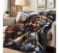 LLSZAHD Couverture Tribu Amérindienne - Rétro Ethnique Flanelle Couvertures Douce Moelleuse Literie de Canapé-lit de Chambre Convient Camping de Voyage Couverture Maison Moderne 70x100cm